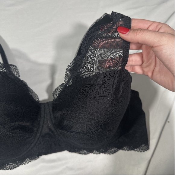 NWT $110‎ Simone Perele [ 40D ] Karma Underwire Lace Demi Bra in Black #6219 - Picture 6 of 11